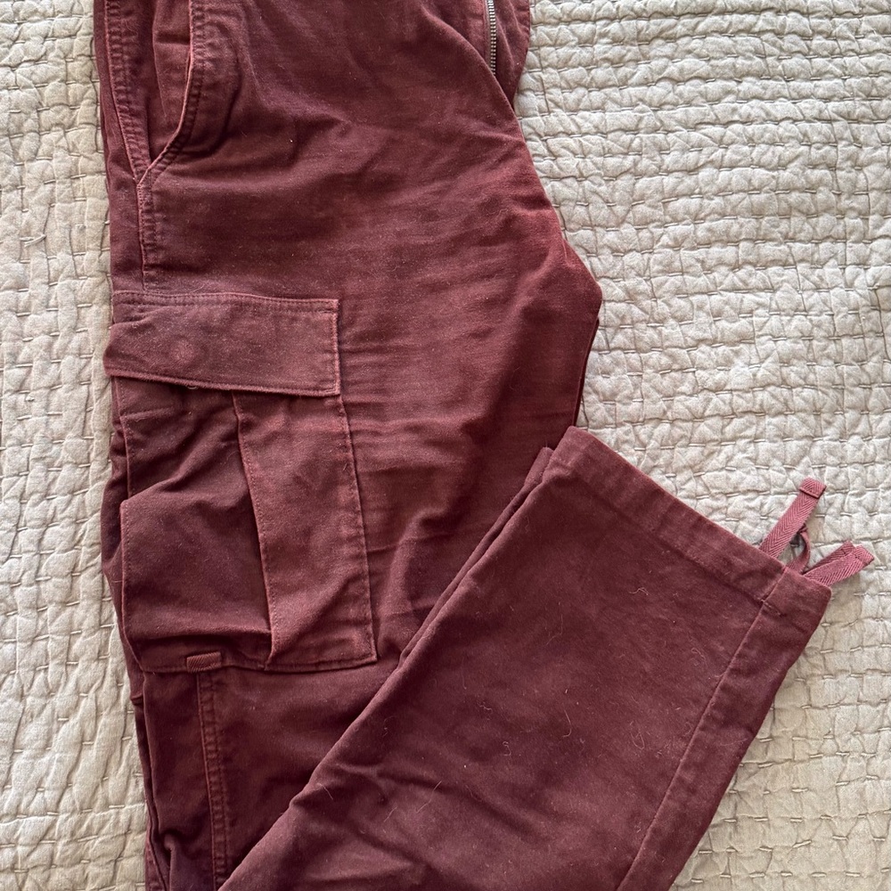 Banana Republic velvet Maroon cargo pants ,